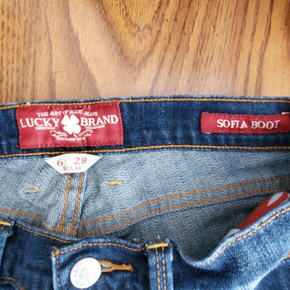 Lucky Brand Sofia Bootcut Jeans Women Size 6/28 Dark Blue Denim Vintage Y2K - Picture 10 of 14